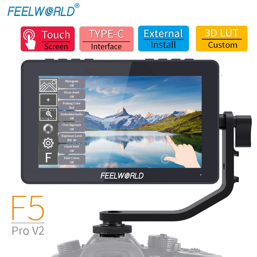Сенсорный экран FEELWORLD F5 PRO V2 5 '' 3d монитор LUT для камеры настройка беспроводного