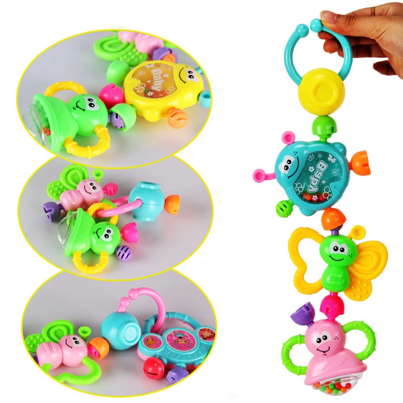 7pcs/Lot Infant Baby Toys Rattles Newborn Baby Hand Bell Developmental ABS Baby Toys 0-12 Months