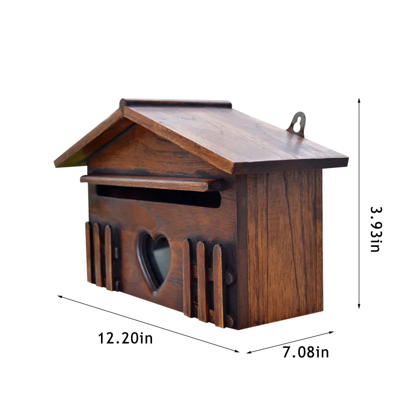 

Wooden Post Box Letter Mailbox Lockable Wall Mounted Mailbox Secure Letterbox Rainproof Suggestion Box Outdoor Garden Decoration