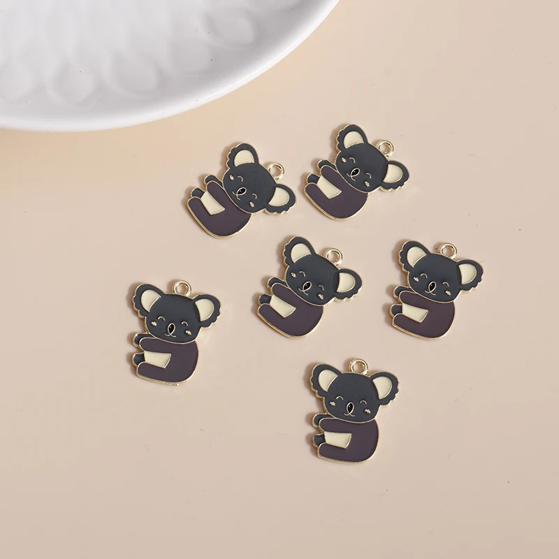 10pcs 21*21 Enamel Koala Charms for Jewelry Making DIY Cute Mini Animal Necklaces Pendants Earrings Handmade Accessories - купить по