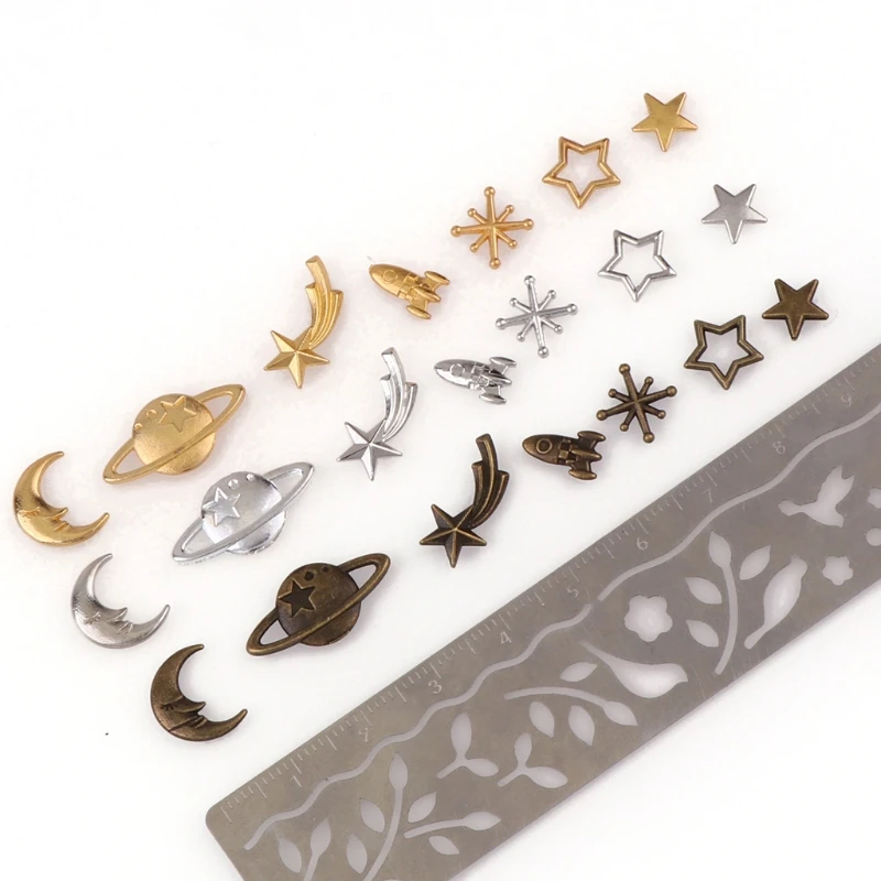 

LXAE Cosmos Theme Resin Filler 35 Pieces Alloy Epoxy Resin Supplies Xingyue Spacecraft Filler Accessories Jewelry Making
