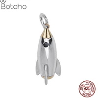 new small rocket personality space sweater pendant pure s925 sterling silver fashion hip hop trend mens and womens pendants