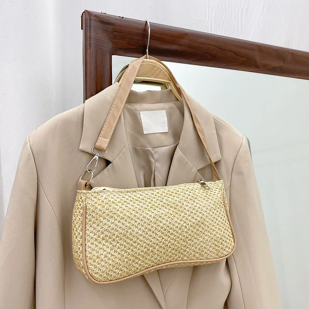 

Соломенные Сумочки для подмышек для женщин, плетеные сумки для багета ручной работы, летние пляжные праздничные богемные сумки на плечо, 2021