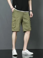 military style men casual cargo shorts black army green grey khaki multi function pockets design cotton shorts midi length pants