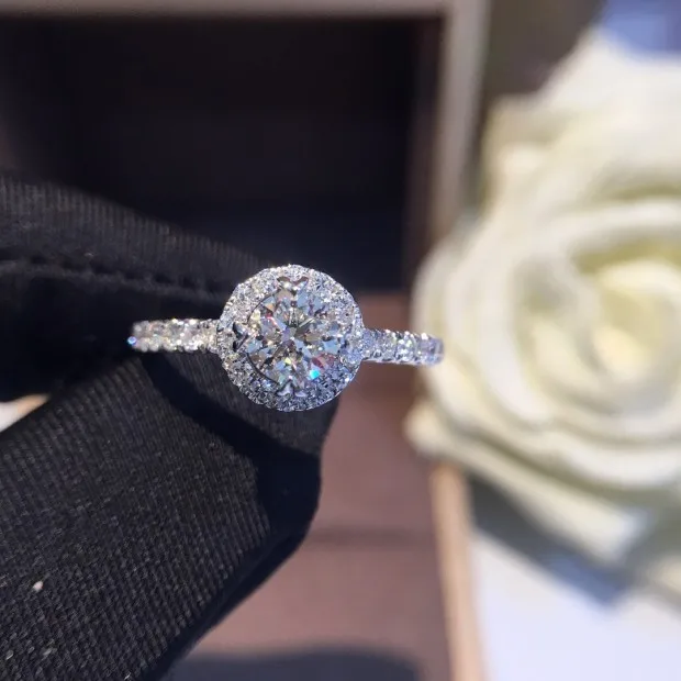 Кольцо с натуральным бриллиантом 18K золото чистое красивое кольцо драгоценными