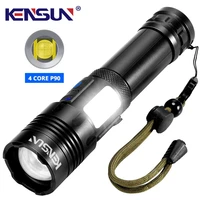 xhp90 cob side light super bright flashlight 4500 lumens 7 modes ipx67 waterproof powerful usb rechargeable torch