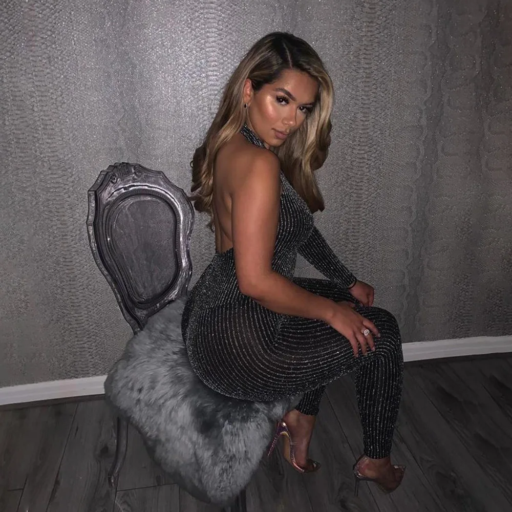 

Women Sexy One Shoulder Elegant Long Overalls Sexy Night Party Jumpsuit Female Slim Skinny Streetwear Outfit Plus Size