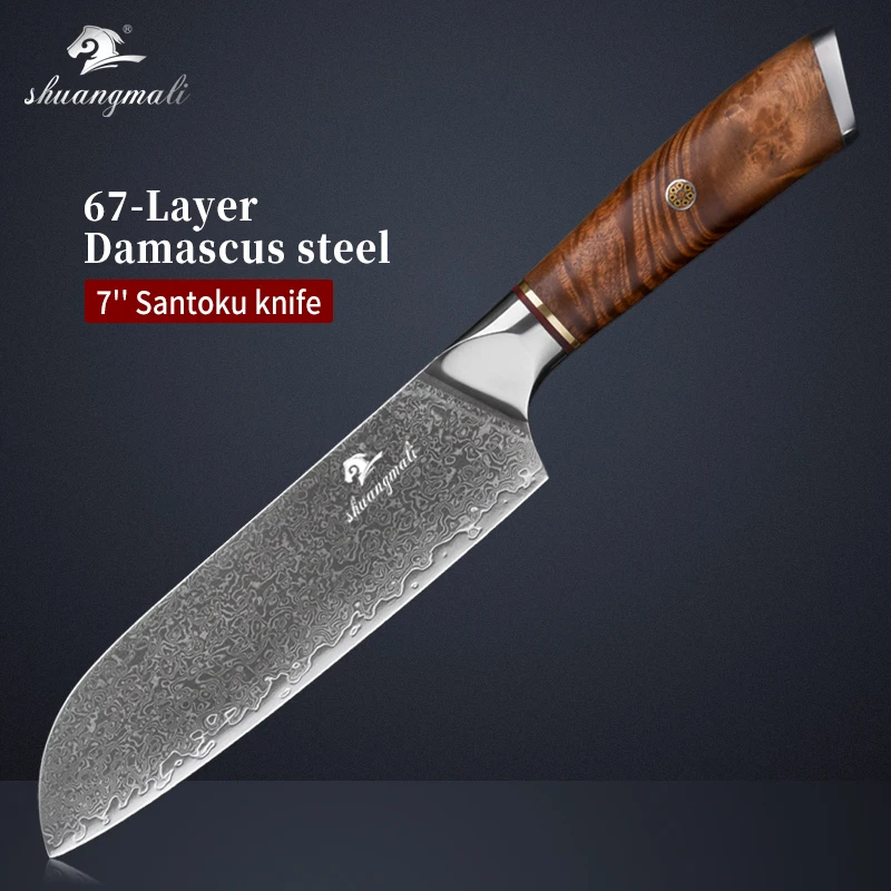 Shuangmali 7 ''Дамасские Ножи сантоку VG10 Core кухонный шеф-повар нож Высокое качество