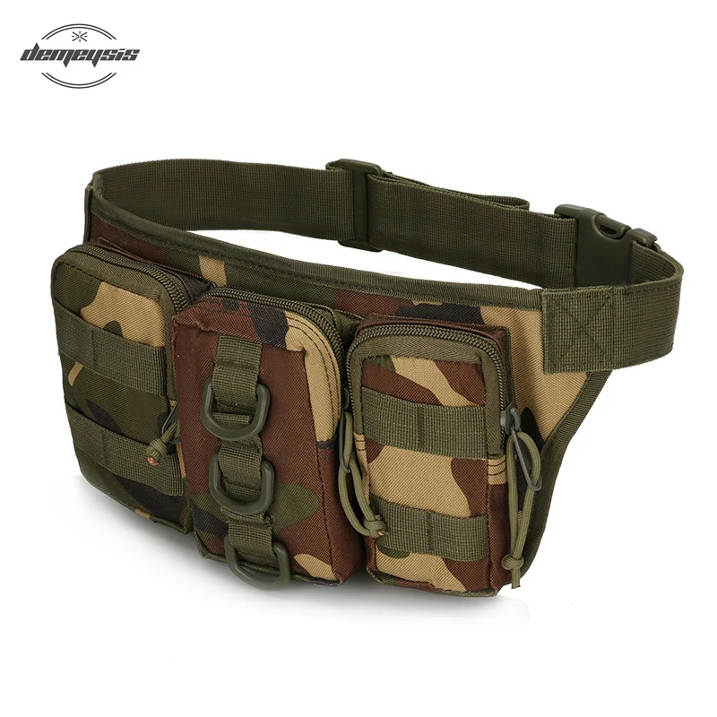 woodland camo Тактическая Водонепроницаемая Мужская поясная сумка, походная нейлоновая поясная сумка, уличная армейская Военная охотничья Спортивная альпинистская походная поясная сумка с карманами - Цвет: woodland camo