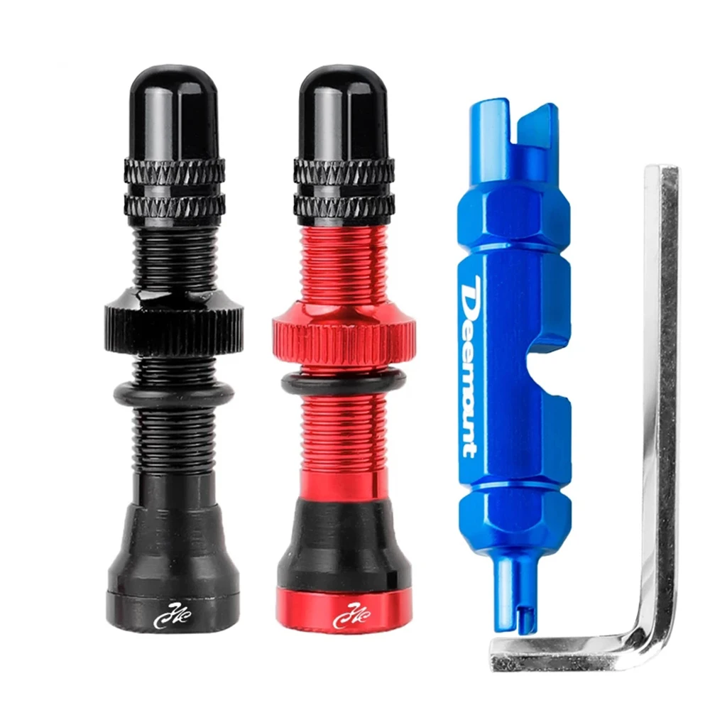 

2Pcs Schrader A/V Valves 40/60mm CNC Machined Anodized Nipple For MTB Road Bike Tubeless Rims with Wrench