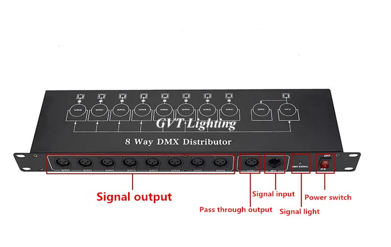 Светодиодный Усилитель DMX512 разветвитель ретранслятор сигнала DMX 8 выходных