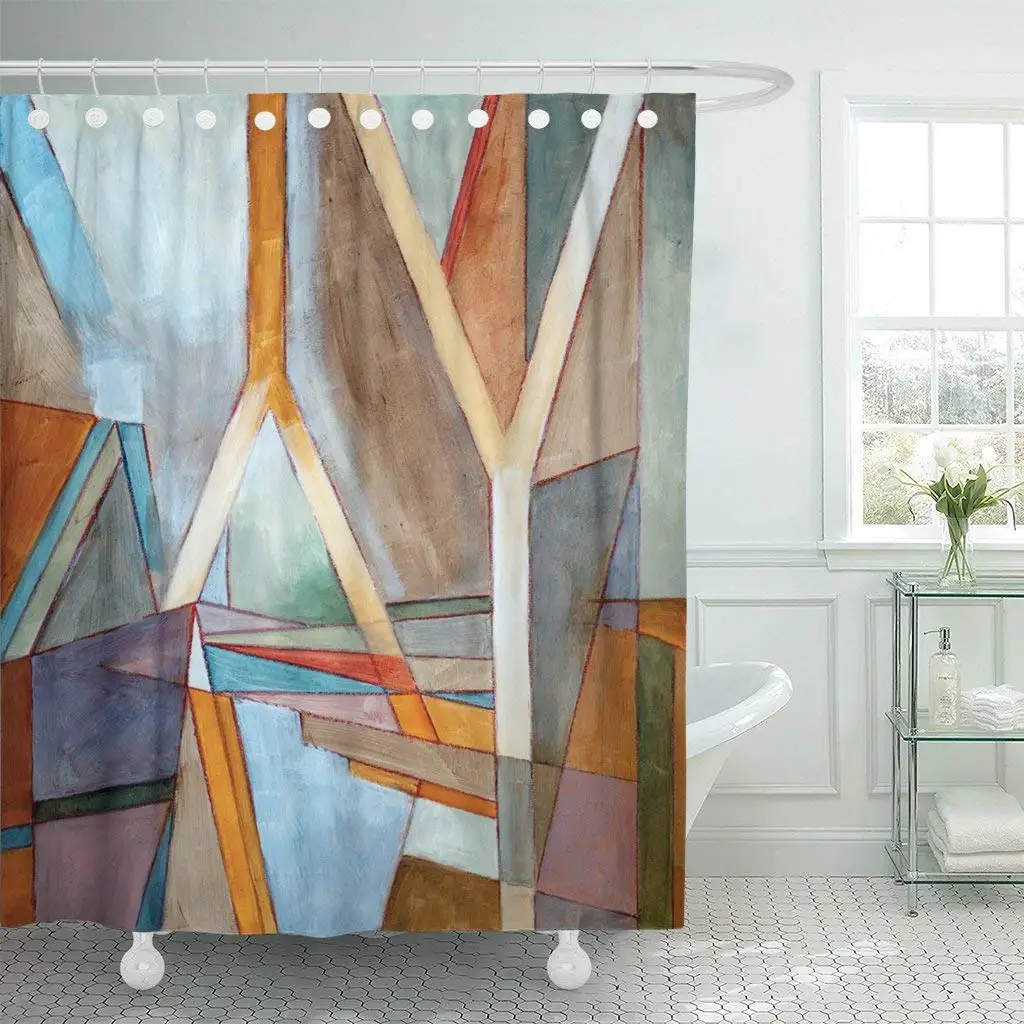 

Blue Abstracted Abstract Painting Colorful Abstraction Artistic Arty Book Shower Curtain Waterproof Polyester Fabric 60 x 72 In