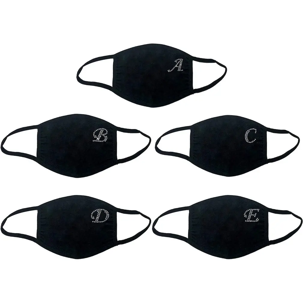 

Women Letter Diamond Mask Face Cover With Rhinestone Washable Reusable Dustproof Cotton Mouth Face Cover