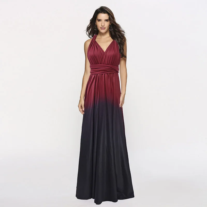 Convertible Evening Dress Gradient A-line Sexy Long Vestido de Festa Robe Soiree Elegant Formal YSM-5125 | Свадьбы и торжества