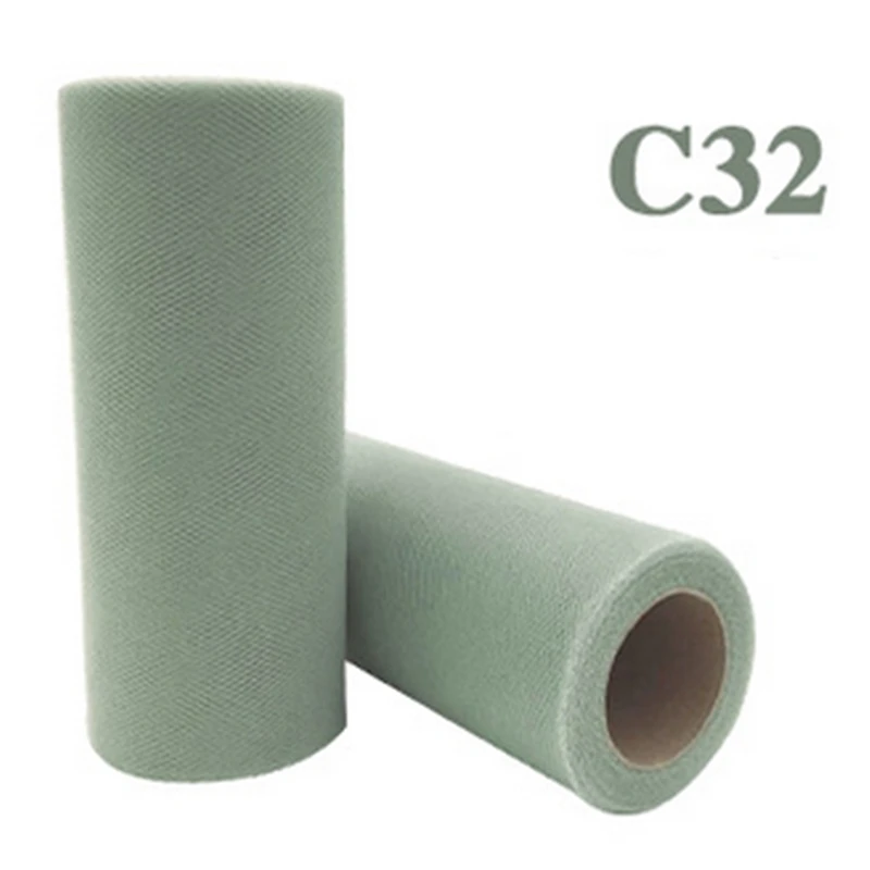 C32 15 см* 25 лет рулонная тканевая Тюлевая лента для юбки куклы DIY швейный подарок вечерние тюлевые рулоны с бантом для украшения свадебной вечеринки - Цвет: C32