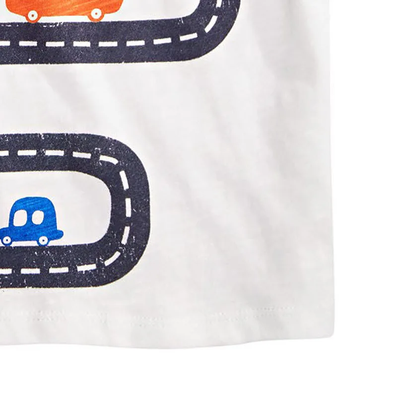 

Little Maven New Summer Children Clothing White Cars Bend O-neck Short- sleeved Cotton Knitted Boys Casual Tshirts Tops