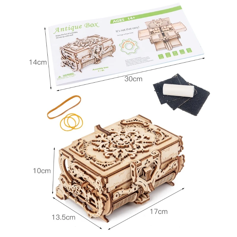 

3D Assembled Creative DIY Puzzle Wooden Mechanical Transmission Jewelry Box Toy