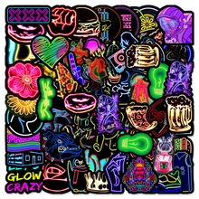 10/30/50PCS Cartoon Neon Light Graffiti Stickers Aesthetic Skateboard Laptop Phone Luggage Car Cool Waterproof Sticker Decals 10/30/50PCS Cartoon Neon Light Graffiti Stickers Aesthetic Skateboard Laptop Phone Luggage Car Cool Waterproof Sticker Decals
