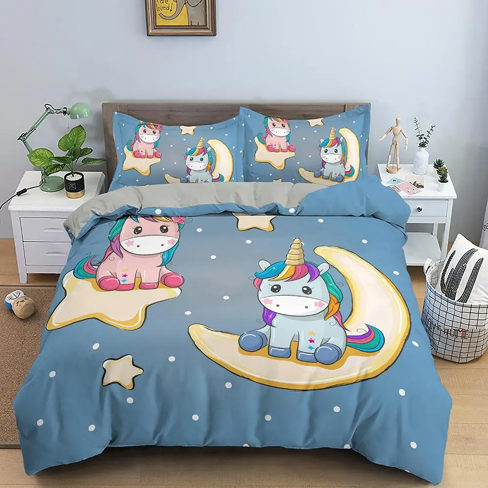 Зимний комплект постельного белья с рисунком единорога/кота/динозавра