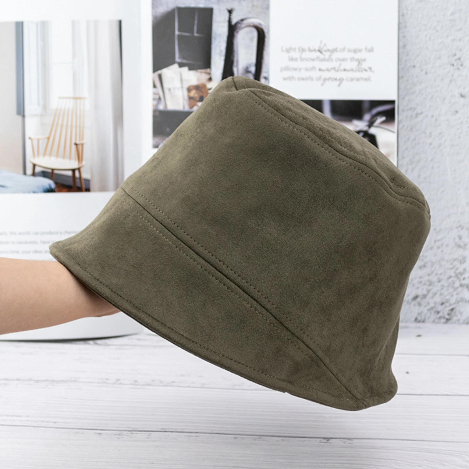 

Winter Autumn Warm Unisex Suede Ear Protector Fisherman Bucket Hat Basin Cap