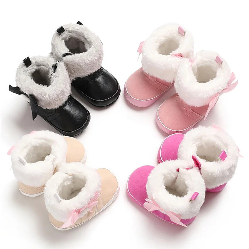 Обувь для малышей Пинетки маленьких девочек Мягкие ботиночки с бантом