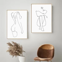 abstract women body naked wall art poster line drawing art print black white canvas painting modern pictures bathroom home decor
