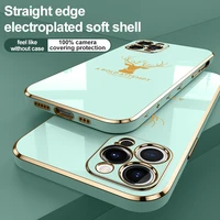 6d plating deer phone case for iphone 13 12 mini 11 pro max xs xr se 2020 cover case luxury i 6s 7 8 plus protective soft capa