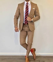 hot sale brown weddingtuxedos 2020 notche lapel slim fit back vent groomsmen mens suits 2 piece suitjacketpants tie
