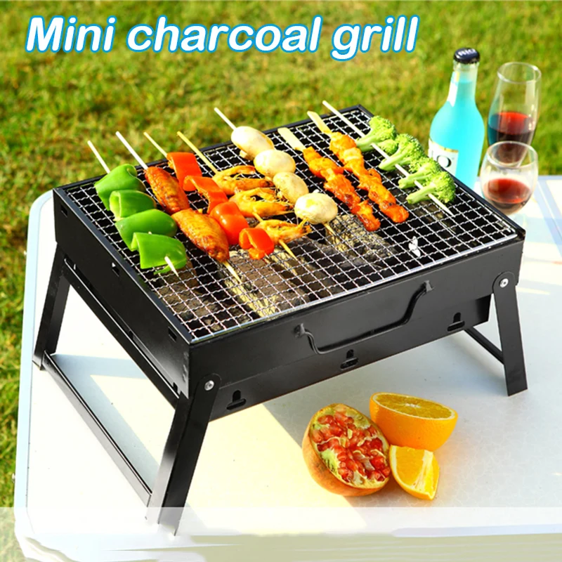 

Hot Household Charcoal Barbecue Rack Outdoor Bbq Folding Portable Disposable Barbecue Stove Outdoor Black Steel Stove