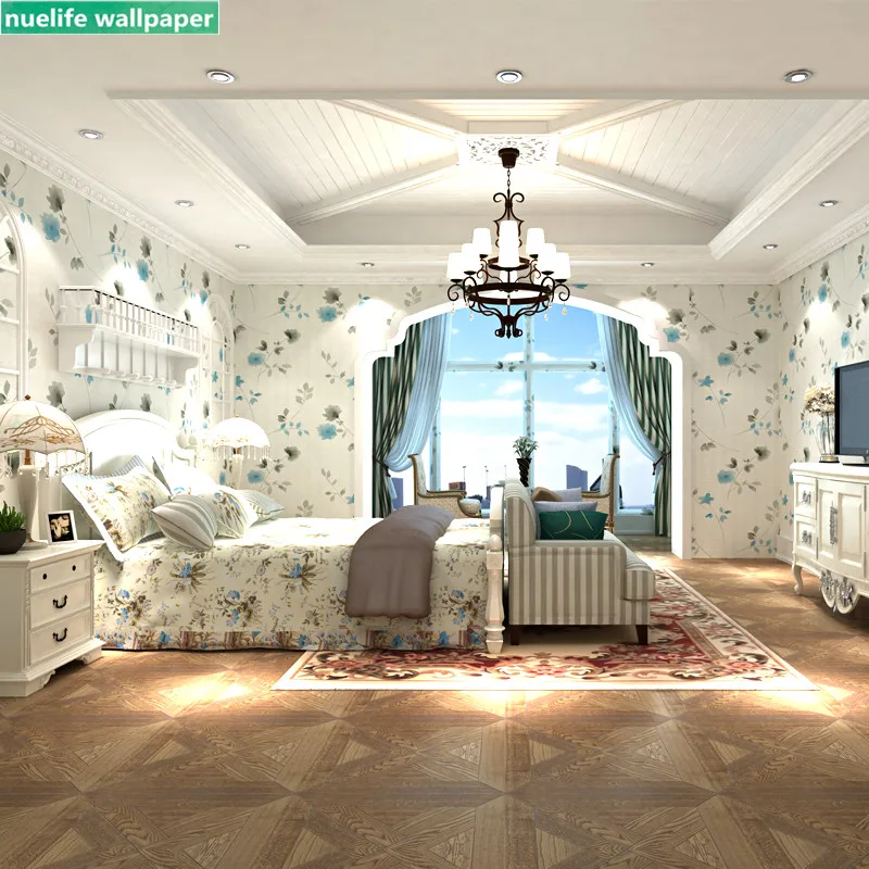 Белый цветочный узор романтические пасторальные нетканые обои для спальни