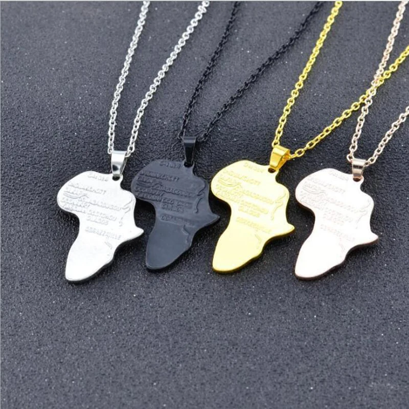 Хип хоп стиль кулон Карта Африки ожерелья 4 цвета ювелирные изделия для женщин