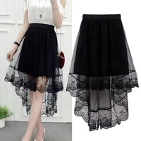 ladies skirt mesh lace half length skirt female summer 2021 new mid length black fairy popular yarn skirt