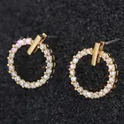 HUAMI 2021 1 пара круглые серьги в виде капель с Стразы с украшением в виде кристаллов циркония Элегантные Модные женские ювелирные изделия серьги для женщин Bijoux (украшения своими руками)