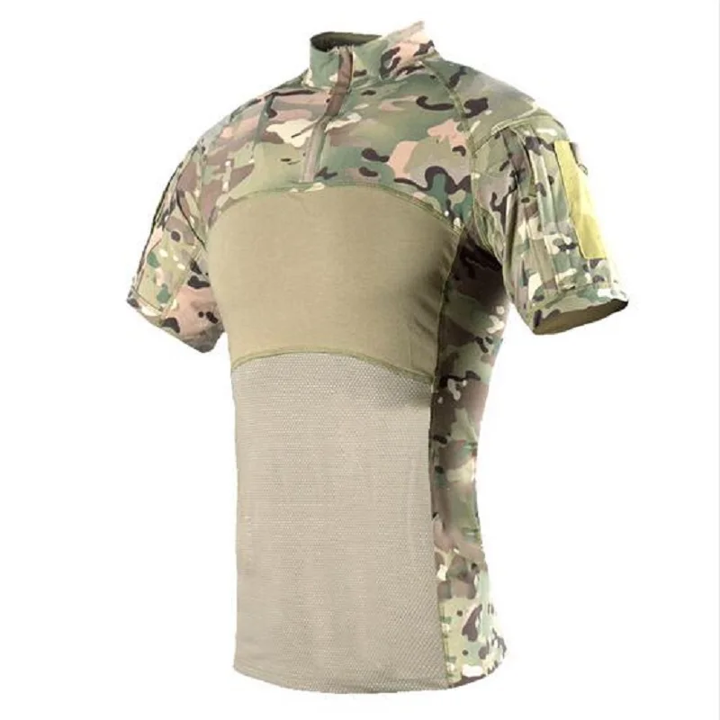 

Summer New Tactical Camouflage Short Sleeve Top Sleeve Sports Top Quick Drying Cotton Elastic T-Shirt