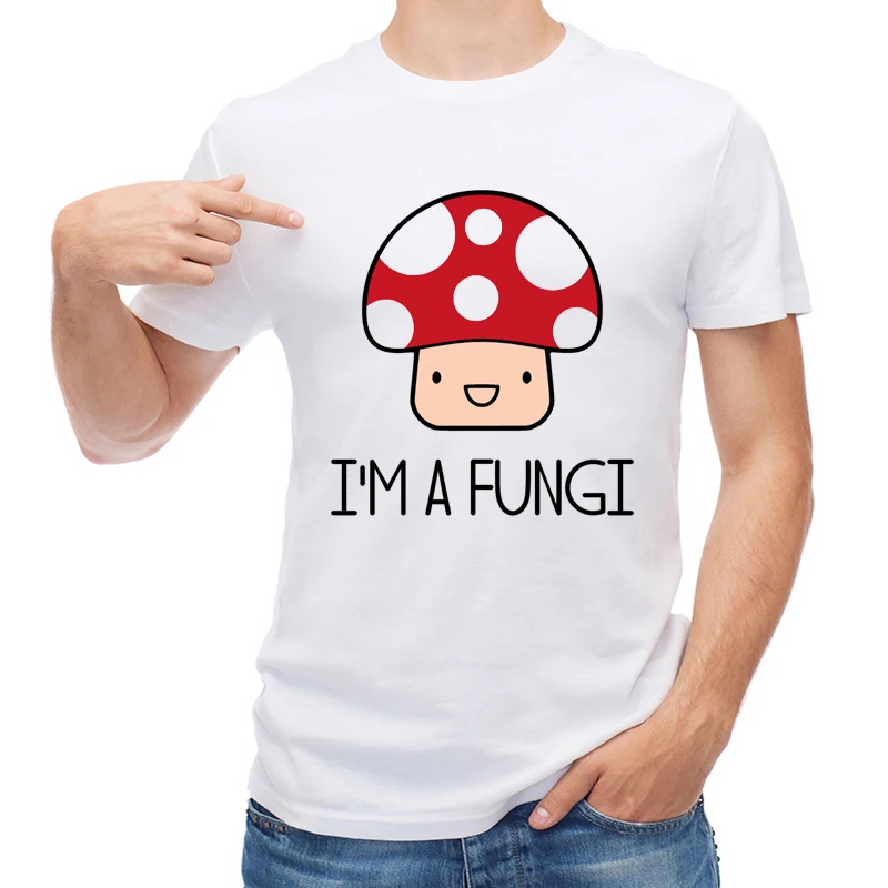 

TEEHUB Fashion I'm a Fungi Fun Guy Men T Shirt Hipster Mushroom Printed T-shirt Short Sleeve O-Neck Tops Casual Tees