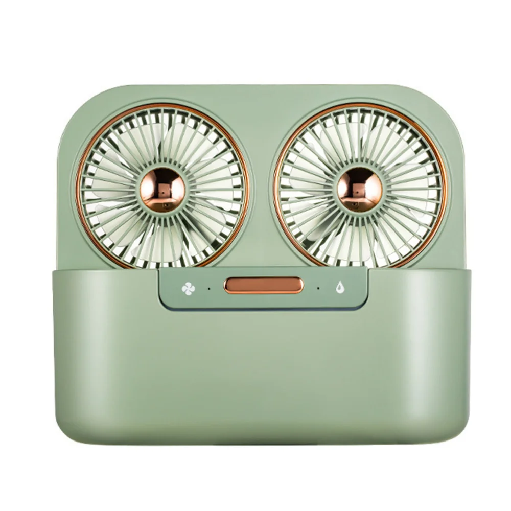 

1 Set Small Desktop Humidifier Fan Two-bladed Mist Spray Fan USB Charging Fan