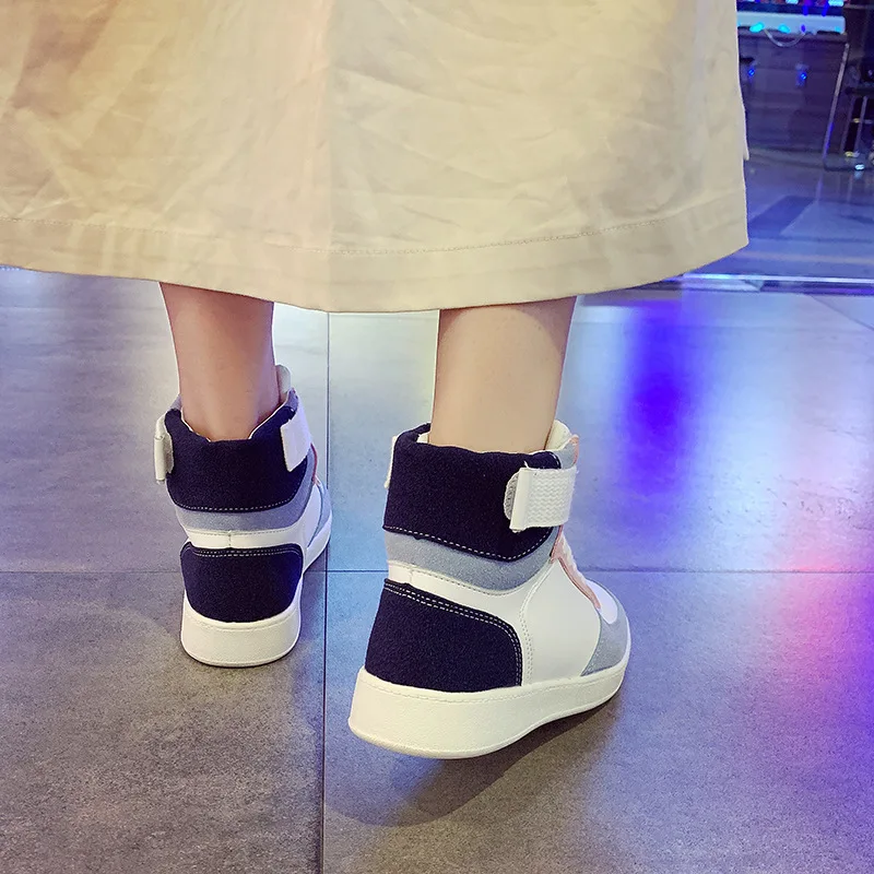 Новый дизайн модные радужные блестящие высокие женские кроссовки яркие удобные