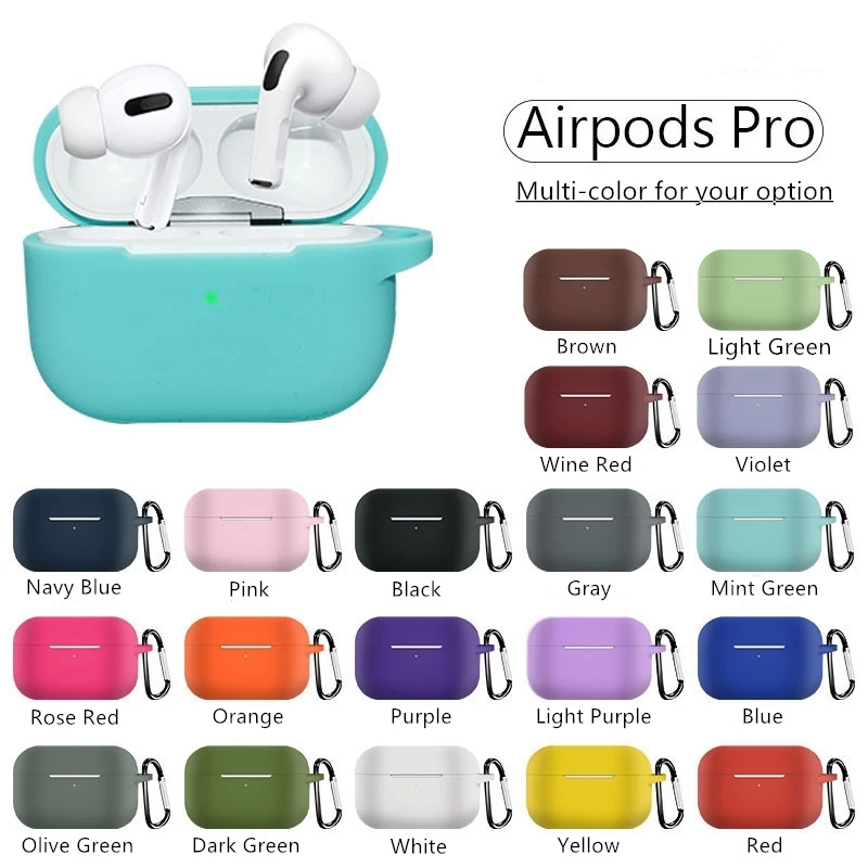 Цветной силиконовый чехол для Apple Airpods Pro беспроводной Bluetooth защитный 3 аксессуары
