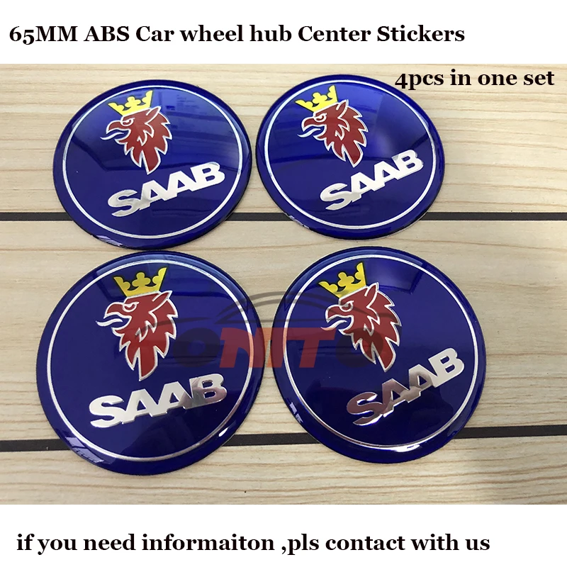 

4PCS /SET 65mm Car logo Badge Emblem Wheel hub stickers Auto wheel center covers for Saab 9-3 9-5 93 95 BJ SCS Decals