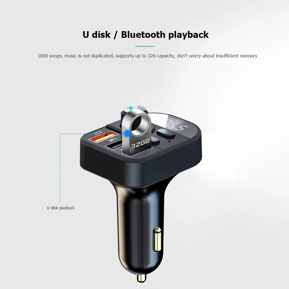 

Y-9 Audio Receiver Car Bluetooth 4.1 FM Transmitter Modulator Handsfree U Disk MP3 Player 3 Ports USB Charger