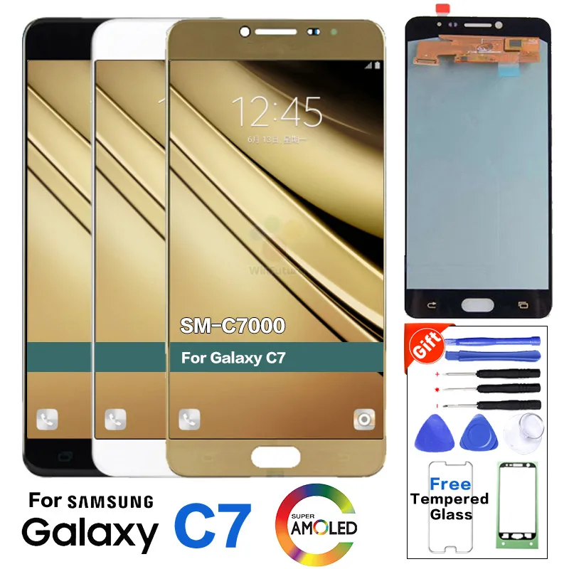 ЖК дисплей OLED для SAMSUNG Galaxy C7 C7000 сенсорный экран дигитайзер Pro Pantalla C7010