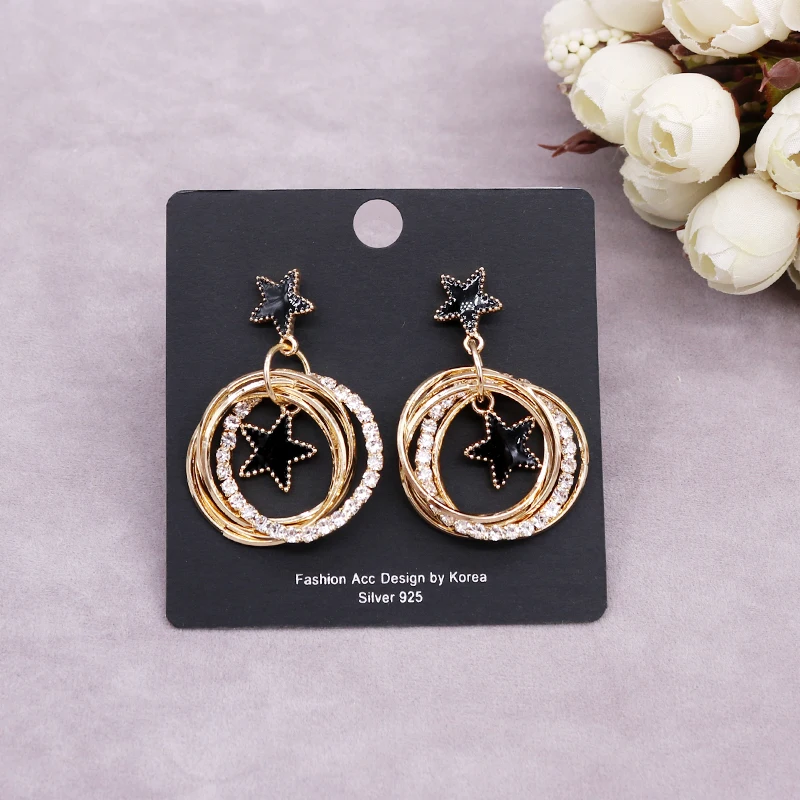 Серьги-гвоздики из ПВХ черные 7 х7 см 200 шт.