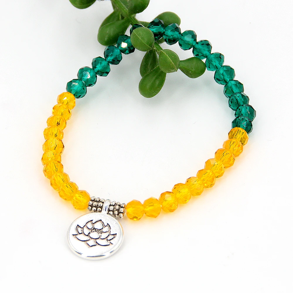 Женские браслеты цветной Кристальный стеклянный шарик для йоги лотос Будда