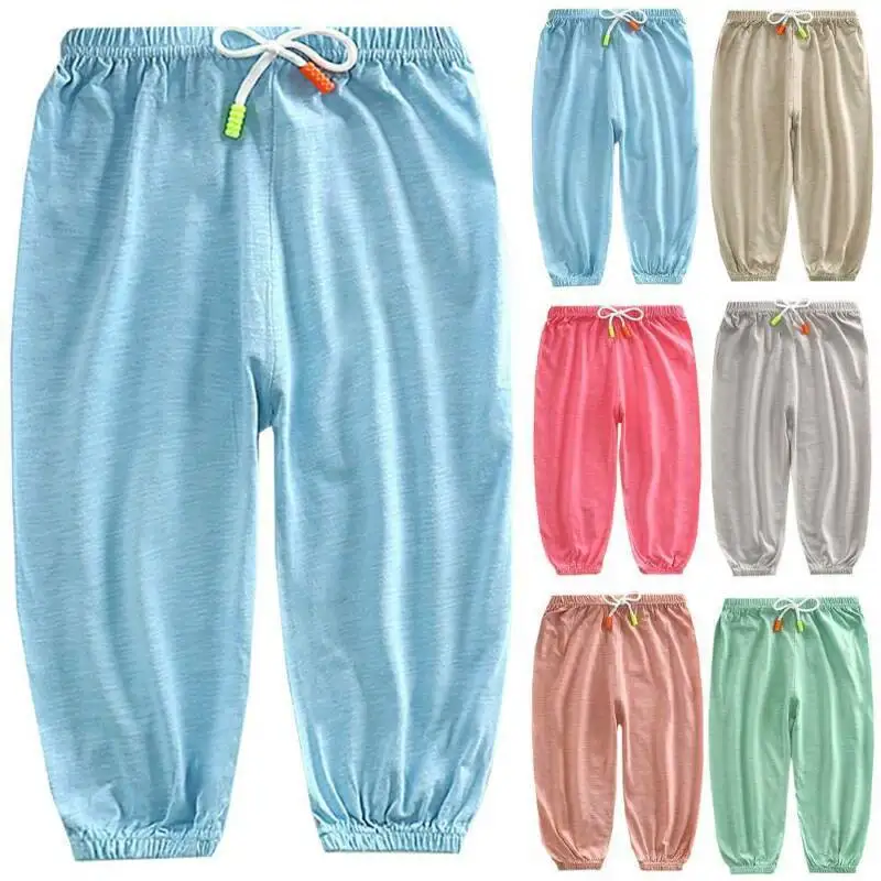 

Children Pants Spring Summer Sports Plain Cotton Casual Pants Kids Lace Up Trousers Fitness Sweatpants