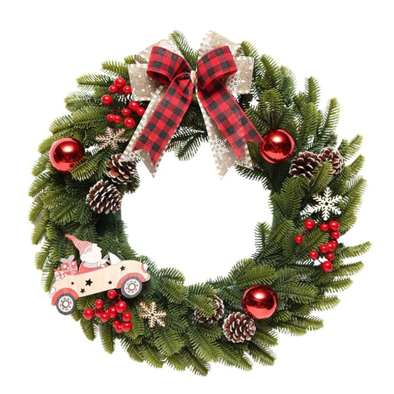 

Рождественская гирлянда, венок из красной сосны, Рождественская елка для праздника, вечеринки, сада, фермерского дома, настольное украшение...