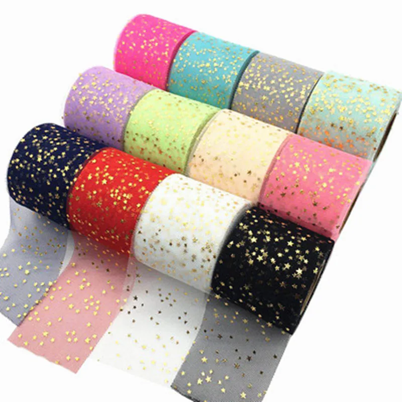 

6 Cm Wide 25 Yards Glitter Sequined Tulle Reel Ballet Wedding Dress Decoration Organza Laser DIY Craft Birthday Party Supplies