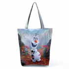 Сумка Disney Frozen Olaf для женщин с принтом, вместительная многоразовая Складная пляжная сумочка для покупок, с индивидуальным узором