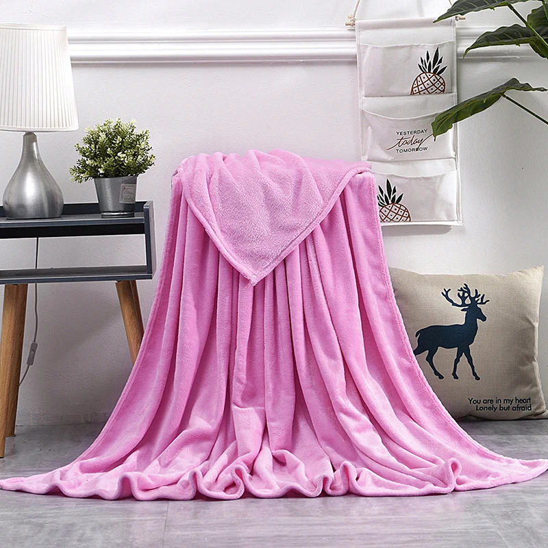 

Супермягкое Флисовое одеяло, легкий однотонный, розовый, синий цвет, искусственный мех норки, покрывало для дивана, фланелевые одеяла