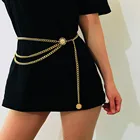 Ремень с золотой цепочкой для женщин, классический винтажный дизайнерский брендовый серебристый пояс с бахромой в стиле панк, женский металлический сарафан