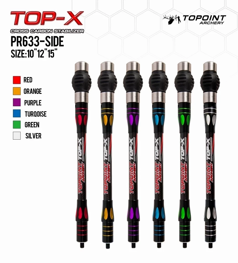 Günstig Topoint PR633 Seite-Bar 10/12/15 Zoll 3K Reinem Kohlenstoff Faser Stabilisator Für Verbindung Bogen Bogenschießen